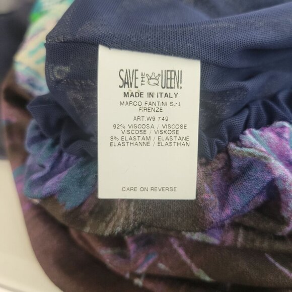 Save the Queen Blouse Womens XL Artsy Sheer Mesh Colorful Abstract Boho Y2k City - Picture 9 of 10